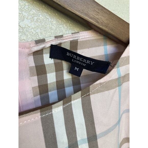 Burberry London Pink Shift Dress tie waist knee length size M cotton authentic - Picture 4 of 7